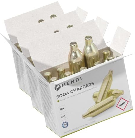 HENDI Soda Kapseln, 10 Stück, Siphon Soda Kapseln, Soda Siphon, Soda Splash, 7,8 gramm C0² (Packung mit 3)