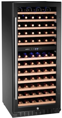 MBH - Vinoteca Profesional Doble Temperatura de 124 Botellas para Hostelería. Refrigerador de Vino con Control Digital y Puerta de Cristal (265 Litros)