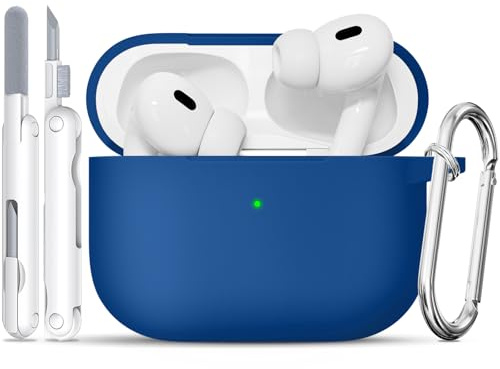 TNSNK für AirPods Pro 2nd/1st Hülle, Navy Blue | Weiches Silikon, unterstützt kabelloses Laden, with Clean Kit & Keychain, Leicht, Rutschfest, Kratzfest
