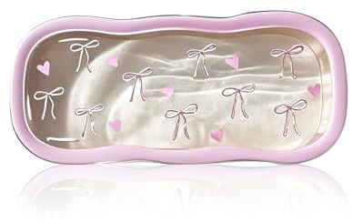 Calkkrer Klarer Brillenetui Hardcase mit Schleife, Rosa und Herz Design, Große Sonnenbrillen Etui, Tragbares Brillenetui für Damen, Personalisierter Brillentasche