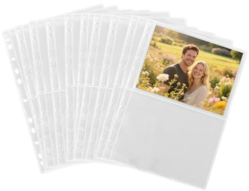 30 Stücke Klarsichthüllen A4 Glasklar 60 Gitter Transparent Doppelseite Fotokoffer Postkartenhüllen 2 Fächer Klarsichthüllen für Fotos Postkarten Schutzhüllen (2 Taschen)