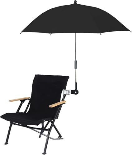 Paraguas portátil con clip, sombrilla multifuncional con clip fuerte para silla de playa, cochecito, silla de ruedas, carrito de golf, muebles de patio, protección solar y lluvia, ángulo ajustable