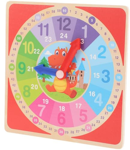 YARNOW Holzuhren Lernspielzeug Für Kleinkinder Uhr-lernspielzeug Mit Bunten Zahlen Uhr-Modell Zur Zeiterkennung Fördert Hand-Augen-koordination Und Logisches