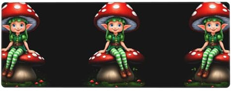 LLKGOT Giant Glowing Mushroom Pattern Gaming Mouse pad XXL Large Mouse Mat Long Extended Mouse Pad Desk Mat Non-Slip Rubber Mice Pads Stitched Edges Thin Pad 31.5 x 11.8 x 0.12 in