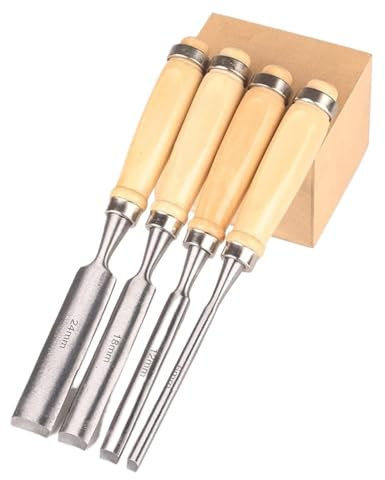 XDAWQP 4-teiliges professionelles Stechbeitel-Set, Holzbearbeitung, 6, 12, 18, 24 mm, halbrundes Stechbeitel-Schnitzset, Holzbeitel, Holzbearbeitungswerkzeug, Heimwerkerwerkzeug