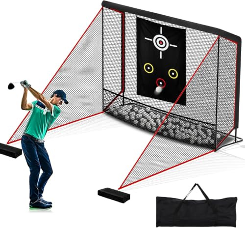 Golf Schlag Käfig, Golf Netz Trainingsnetz tragbar,Golfnetz für Garten und Zuhause，Impact Bildschirm Driving Net Luxuriöser Netzaufprallschutz für Heimfahrer,Golfnetz Übunskäfig mit Ziel-Tuch