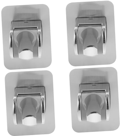 HAMPPLIES 4pièces Support Pommeau De Douche Sans Percage Aluminium Pour Salle De Bain Fixation Adhésive Solide Et Compatible Surfaces Lisses Porte Douche Pratique Et Léger