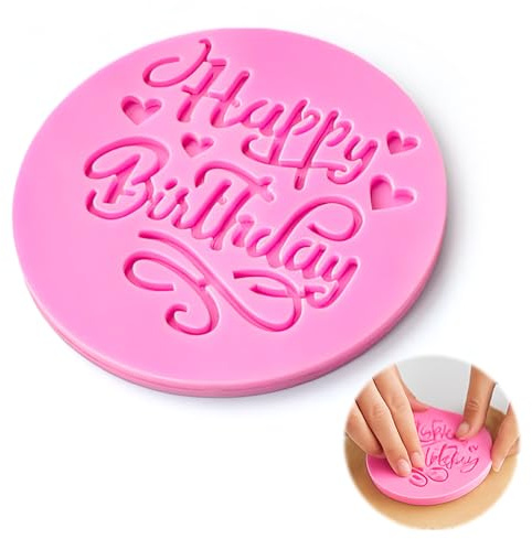 shirylzee Happy Birthday Fondant Stamp Embosser, Happy Birthday Cookie Stamp, Fondant Stamps fits m&s Butter Biscuits, Reusable Cake Decorating Tool for Biscuits and Cookies
