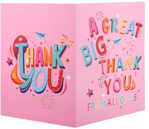 Gosknor Tarjeta de Agradecimiento Gigante, 40x27cm Tarjeta de Agradecimiento Gigante con Sobre Ideal Como Saludo para Profesores Jefes y Amigos