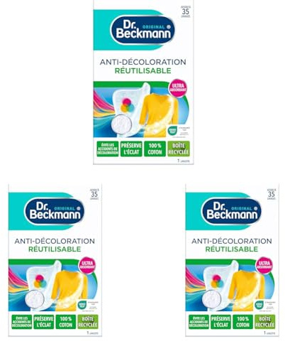 Dr. Beckmann - Lingette Anti-Décoloration Réutilisable x1 - Protection contre la décoloration et maintien de l'éclat des couleurs - Fibre 100% coton efficace jusqu'à 35 lavages (Lot de 3)
