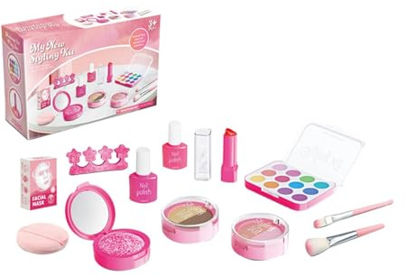 Kit De Maquillaje De Simulación para Niñas - Juego De Juguetes Cosméticos Falsos De 15 Piezas, Juego Imaginativo | Juegos De MaquillajeSeguros para Niños De 3 A 5 Años, Juegos De rol, Disfraces Diver