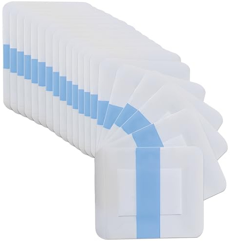 PHYNDR 20 Pièces Pansements Tatouage Imperméables 6x7cm Pansements Transparent Stériles avec Compresse Absorbante non Adhérente, Compresses Stériles, Pour Sport et Douches