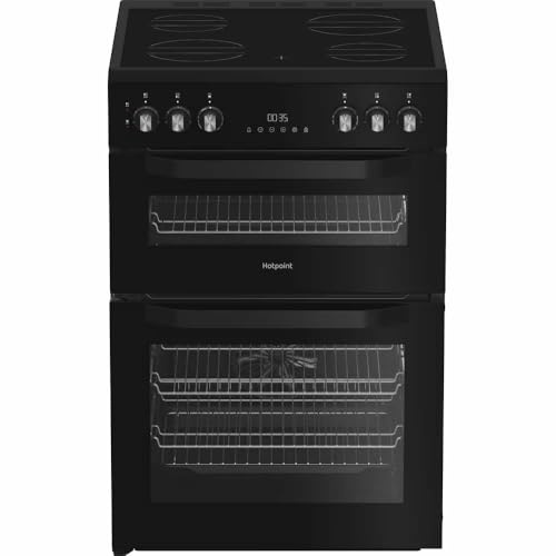 Hotpoint HDE6VDB1 600mm Double Electric Oven Ceramic Hob Black