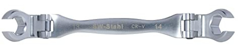 SW-Stahl 01488L-13X14 Bremsleitungsschlüssel, 13 x 14 mm I Offener Ringschlüssel Stahllegierung I Bremsleitungsschlüssel Set 2-teilig aus Chrom-Vanadium