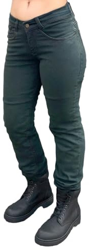 Bikers Gear Australia New Ladies Stretch Kevlar Lined Protective Motorcycle Jeans with Removable CE 1621-1 Armour, Vintage Denim, Size 10