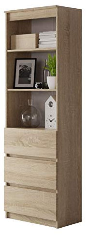 Mirjan24 Standregal Harvard RS-60, Bücherregal mit 3 Fächer und 3 Schubladen, Aktenregal Universal Regal Schranke (Sonoma)