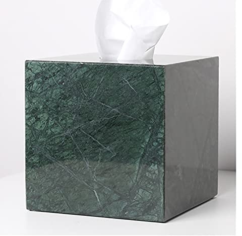 DUNAKE Marmor Taschentuchbox,Praktische Design Kosmetiktücher-Box,edler Taschentuch-Spender,hochwertige Qualität Aus Naturmarmor, für Das Badezimmer Oder Büro(Quadratisch) (Color : Green)