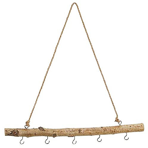 MACOSA CP52308 - Ramo Decorativo in Betulla Con Gancio da Appendere, Asta in Legno, Decorazione da Appendere