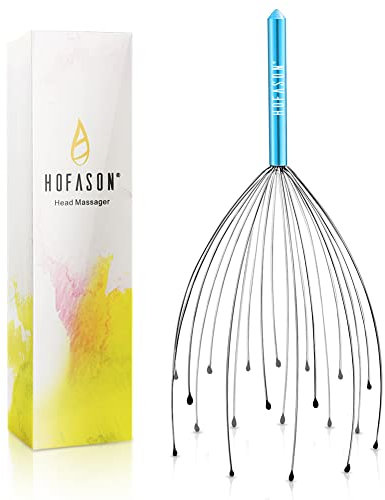 HOFASON Kopfmassagegerät, Kopfhaut-Kratzer mit 20 Fingern, Handkopf-Kratzer, Kribbelmassage für tiefe Entspannung, Haarstimulation und Körperstress-Entspannung (zufällige Farben)