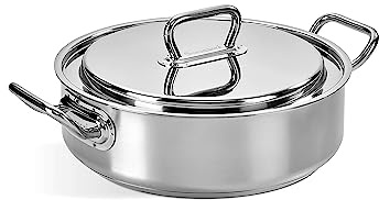 Barazzoni Professionale, Casseruola bassa con paletta Ø 28 cm, acciaio inox 18/10, capacità 4,50 l, induzione, made in Italy