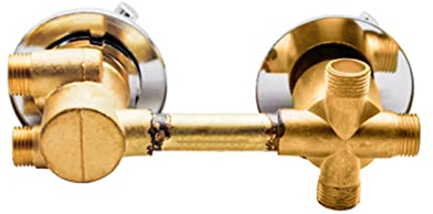 2/3/4/5 Ways Outlet Brass Mixing Valve Diverter Thermostatic Shower Faucets G1/2 Screw Tap Thread Temperature Mixer Control Screw, for Bathroom, Brass Cartridge, Auto-Thermostat (3 Output 10cm)