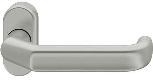 FSB FH Türgriff U-Form 060662 - Türdrücker auf Rosette oval - Türklinke Brandschutz, Aluminium silber