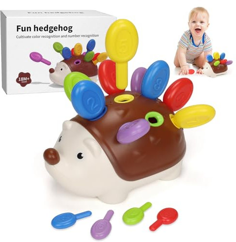 Venditer Steckspiel ab 1 Jahr, Igel Montessori Spielzeug Baby ab 1-3 Jahr, Motorikspielzeug Trainiert Hand-Auge-Koordination Kleinkind Lernspielzeug Kinderspielzeug Geschenk 1 Jahr Junge Mädchen