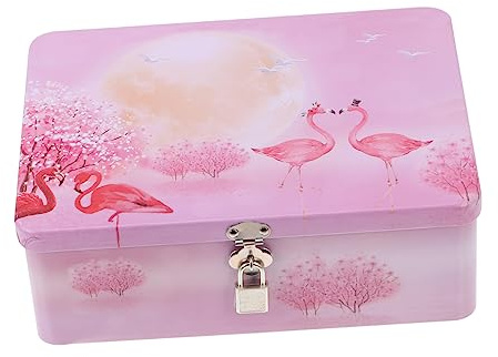 CAXUSD 1 Set Retro Style Lockable Storage Box with Padlock and Keys Decorative Trinket Box for Travel Jewelry and Keepsake Organization Vintage Tin Canister with Lid