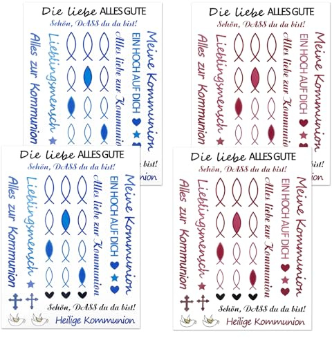 4 Stück Wasserschiebefolie Kerzentattoos Kommunion Mit Sprüche Kerzen Tattoo Kommunion Kerzenfolie Kerzensticker Taufe Deko Schiebefolie Für Kerzen Für Stabkerze Kerzen Tasse DIY Geschenk