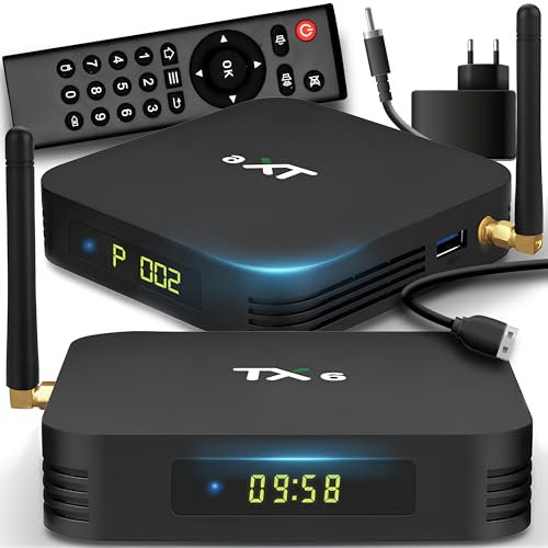 Retoo Android TV Box TX6 con telecomando | media streaming client | 4 GB RAM, 32 GB ROM | HDMI, Miracast, HDR, quad-core AllWinner H6, 2.4 GHz WiFi, Ethernet, USB 3.0, Smart MALI-T720 scheda grafica