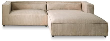 Lisa Design ELA– 4-Sitzer Ecksofa rechts – Cordsamt – 4-Sitzer – moderner Stil Beige