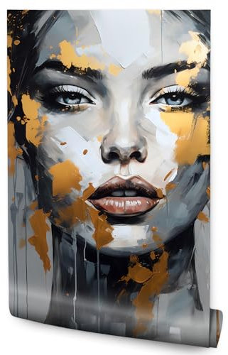 Muralo - Carta da parati 3D in tessuto non tessuto, verticale, effetto 3D, carta da parati per soggiorno, camera da letto, carta da parati fotografica, motivo astratto di una donna, larghezza 120 cm x