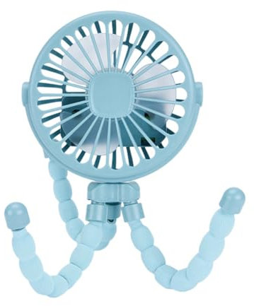 Carriere Mini Ventilatore Silenzioso Portatile Ricaricabile Tramite USB Blu A 3 Velocità Regolabile con Funzione di Illuminazione per Passeggino per Seggiolino Auto