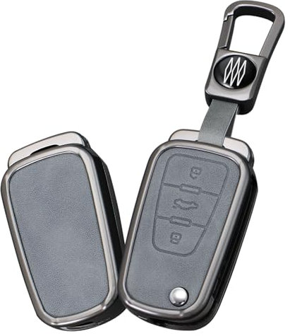 ontto Coque de clé de voiture - Convient pour MG MG3 MG5 MG6 MG7 GT GS pour Roewe 350 360 750 W5 - Pour clé pliante en métal et cuir - 3 boutons - Gris A
