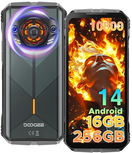DOOGEE S Punk Movil Irrompible Altavoz hasta 126 DB,16GB+256GB(TF 1TB), 10800mAh Batería 33W, 6.58”FHD, Cámara 50MP+16MP, Telefono Movil Resistente 4G/IP68/NFC/OTG/Face ID/Huella/Efecto Luz LED