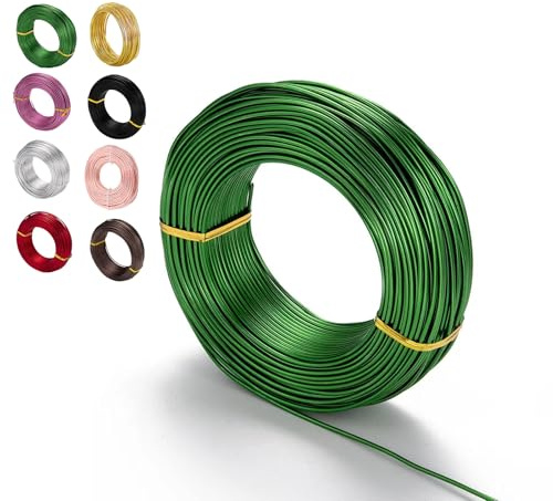 12 Gauge Aluminum Craft Wire - 2mm 100 Ft/30m Green Bendable Metal for Floral Making, Sculpting, Jewelry, Binding, Flower Wreath Making, Xmas Wreath