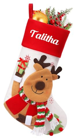 NIBESSER Weihnachtsstrumpf Personalisiert 46cm Nikolausstrumpf mit Benutzerdefinierte Namen Christmas Stockings für Feiertags, Familienparty, Dekoration