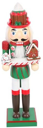 BCOATH Figurina Natalizia in Legno Pupazzo Schiaccianoci Ornamento Natalizio Da Tavolo Stile Realistico