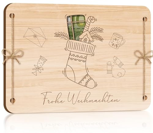 Geldgeschenke Verpackung Weihnachten 14,7 × 10,4 cm, Geldgeschenk Weihnachten Weihnachtskarten Grußkarten Holz, Gutschein Verpackung Geschenkverpackung Konzertkarten, originelle Geschenke Weihnachten