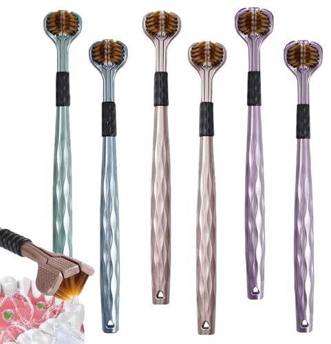 MisFun 6 Stücke Dreikopfzahnbürste, 3-Sided Toothbrush, Neueste Dreiseitige Zahnbürste für Erwachsene, Zahnbürste mit Weichen Borsten,Reisezahnbürste Set, Weiche Dreiköpfige Zahnbürste(Farbe Zufällig)