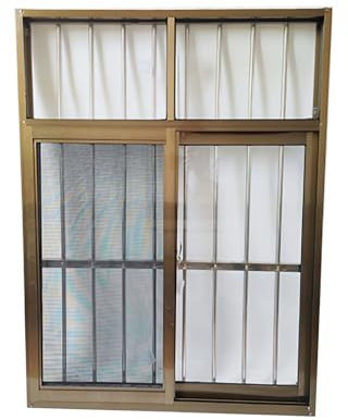 Große vertikale Schiebefenster, durchsichtige Lüftungs-Ersatzfenster aus Aluminium, horizontale Schiebefenster mit Sicherheitsnetz(Gold,60x80cm)