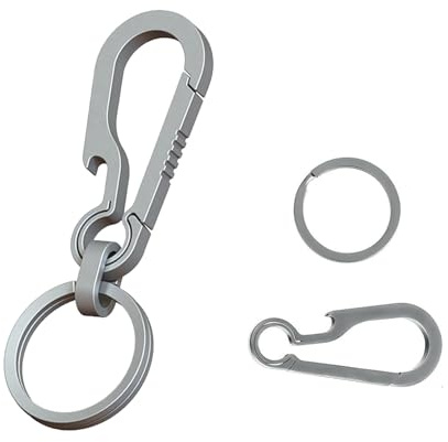 Titan Karabiner Schlüsselanhänger,Titan Schlüsselanhänger mit Flaschenöffner,Tragbar Schlüssel Karabinerhaken,Schnellverschluss Schlüsselring,Kleine Multifunktional Karabinerhaken für Camping Wandern
