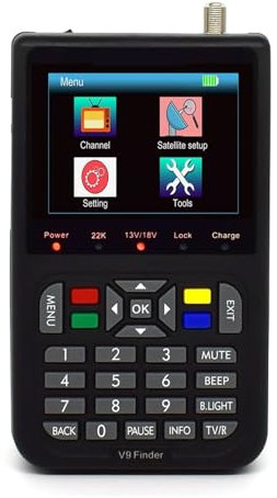 Receptor de satélite Buscador V9 Buscador de satélite digital Buscador de satélite LCD Medidor de buscador de señal de satélite digital LCD de 3,5 pulgadas para Antenas de Sistemas de Recepción Remota