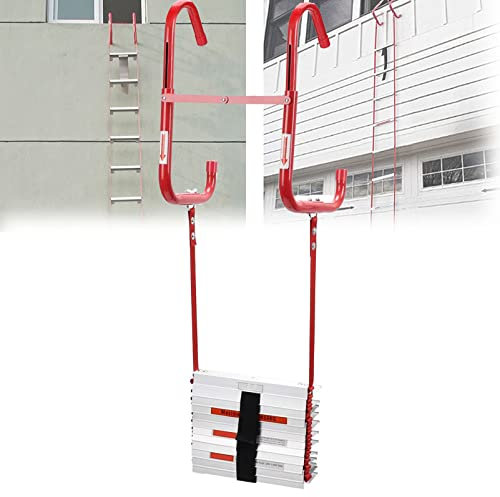 ERSINIAN Portable Safety Reusable Ladder for Adults with Anti-Slip Rungs and Wide Steps for Windows and Balcony, 2-6 Story Emergency Fire Escape Ladder,13FT/4M