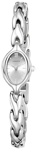 JIANDUN Vintage Women's Oval Bracelet Watch, Waterproof Stainless Steel Band with Adjustment Tool, Retro Ladies Quartz Wristwatch, Perfect for Daily Wear and Special Occasions (All Silver)