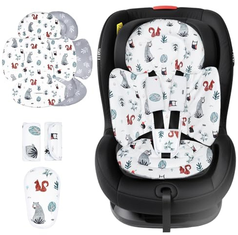 KAKIBLIN Infant Car Seat Insert, Breathable Reversible Car Seat Head Support for Infant, Newborn Car Seat Insert for Girls Boys, Fits for Stroller, Baby Swing, Bassinets, Pushchair (Gray)