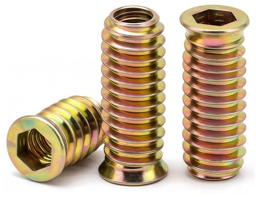 Drenky 40 stycken M6 gängad sexkantig mutter, trägängad insats, M6 x 25 mm, skruvmuttrar, galvaniserade skruvhylsor för trämöbler