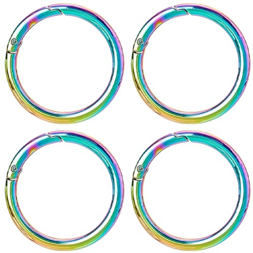 SUNNYCLUE 1 Box Spring O Rings Moschettone Clip Rotondo Grande 48mm Lega di Metlega Arcobaleno Snap Trigger Ganci Fibbie Fermagli per Gioielli Creazione Artigianato Portachiavi Borsa Borsetta Fornitur
