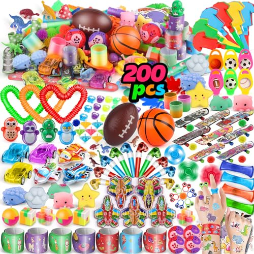 nicknack 200 Pcs Party Bag Fillers for Kids - Bulk Party Favours, Assorted Small Toys for Kids Prizes, Goodie Bags, Pinata Fillers & Classroom Rewards