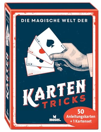 Moses. Die magische Welt der Kartentricks, 33 magische Kartentricks zum Üben, tolle Zaubertricks mit 50 Anleitungskarten & Skat-Kartenset, Zauberspiel für Einsteiger in Geschenkbox